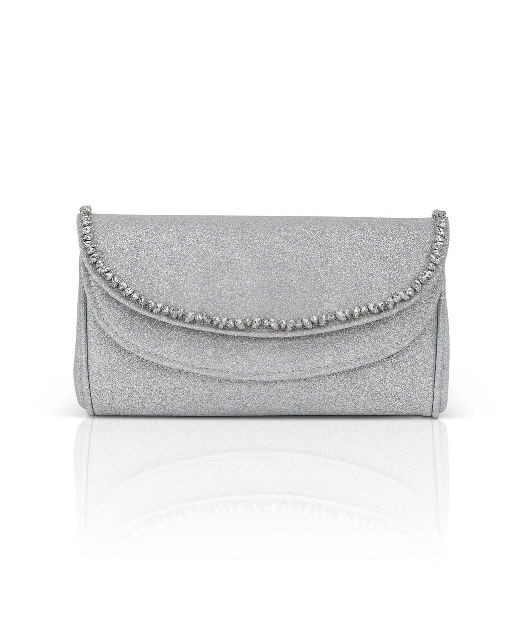 Talia Satin Double Flap Clutch with Crystal Trim by Badgley Mishcka