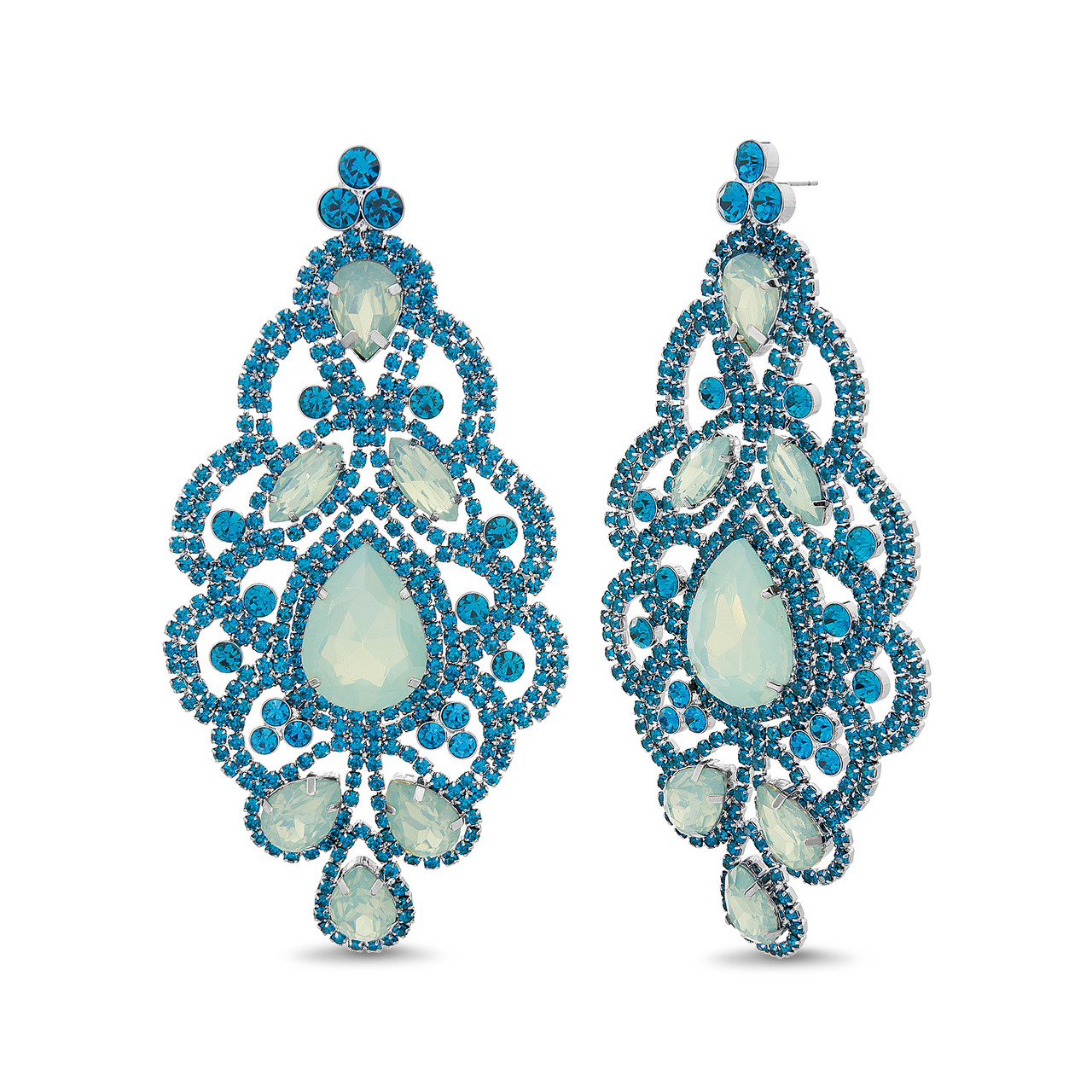 Wowza Long Blue Chandelier Earrings