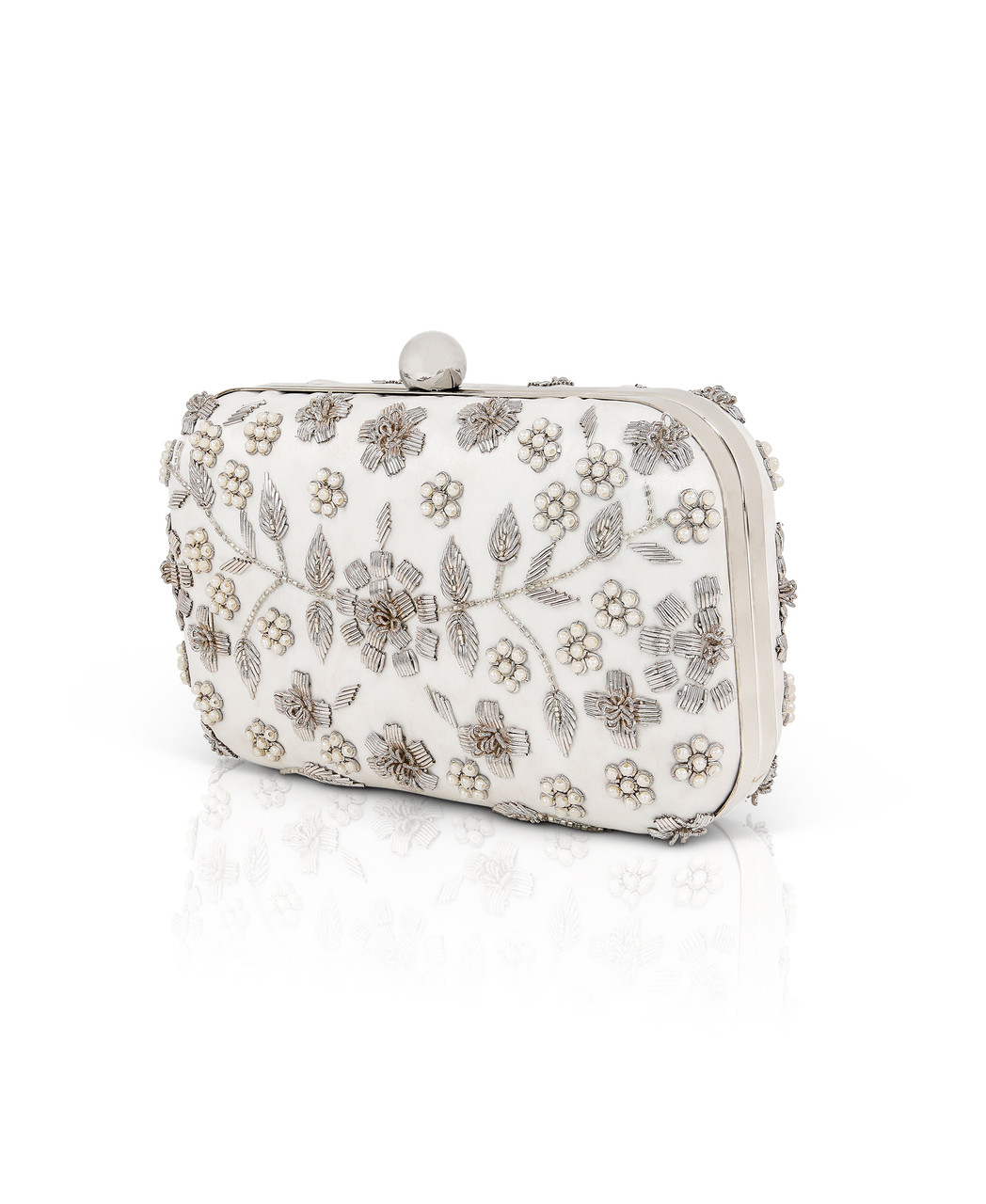 Hope Floral Embroidered Beaded Minaudiere