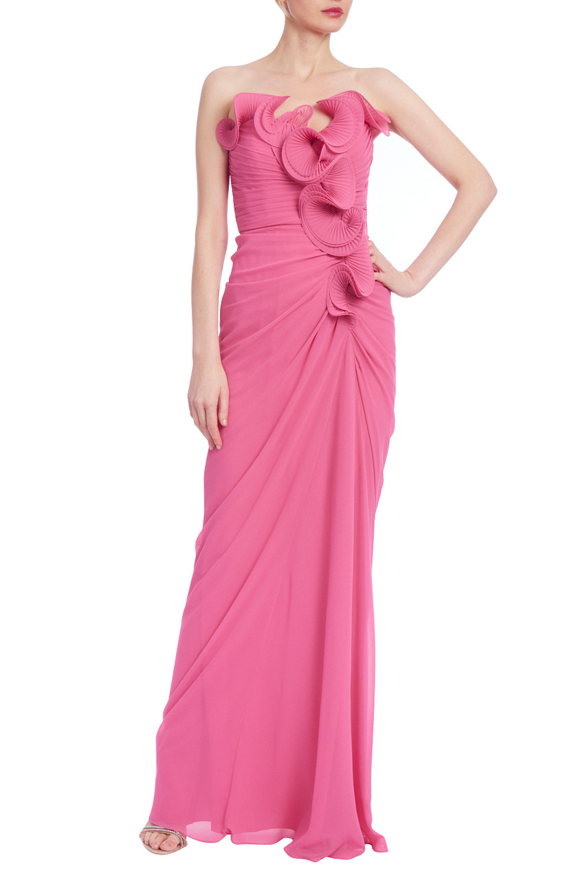 SALE *Badgley Mischka* ストラップレスフリルロングドレス バッジェリー・ミシュカ（BADGLEY MISCHKA） | 最大70%OFF | THE