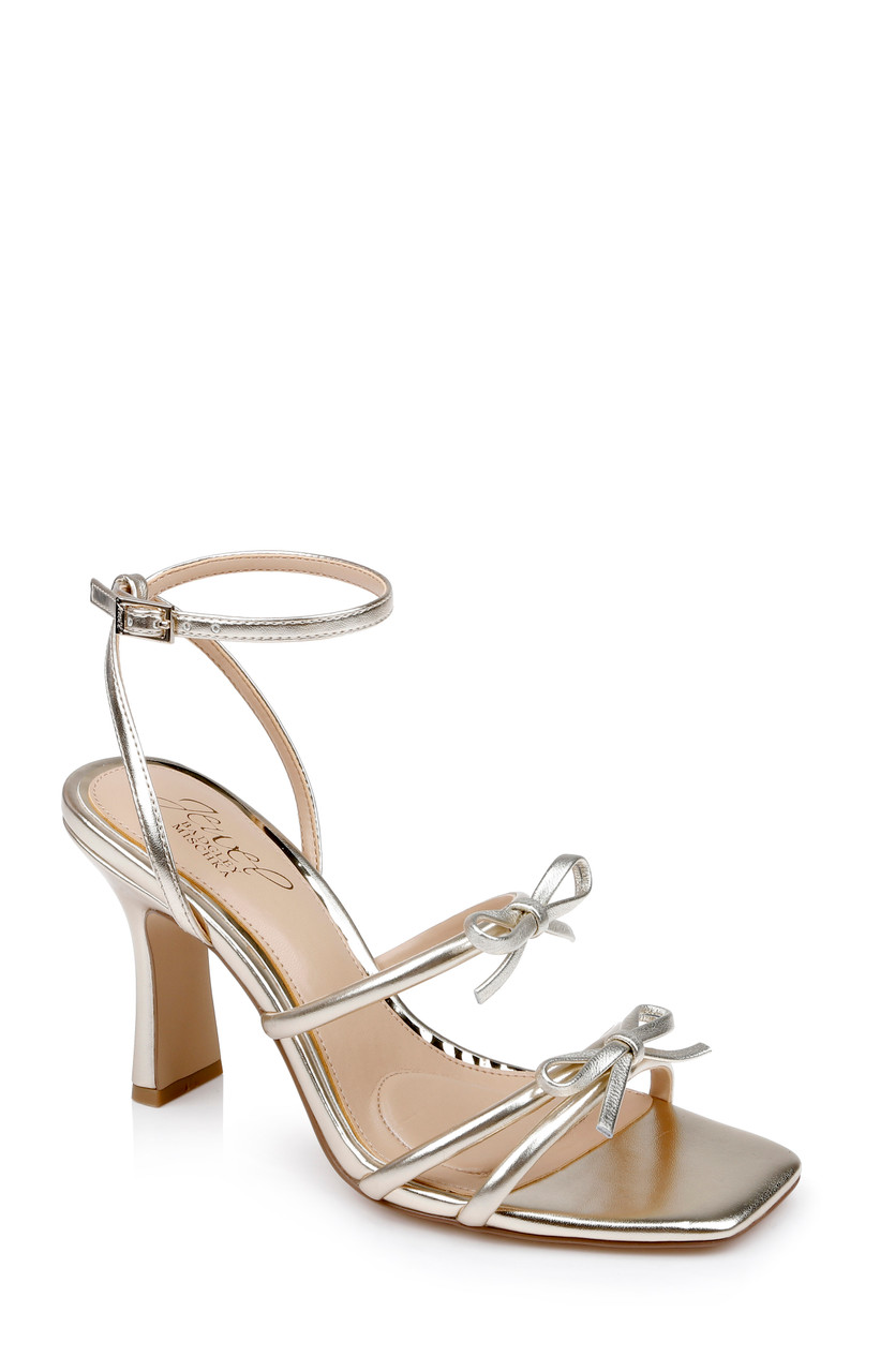 Kiyomi Kiyomi II Metallic Delicate Sandal with Bow Straps by Badgley Mischka