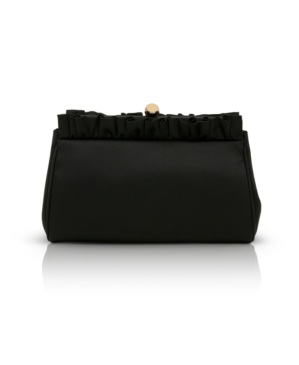 Olivia Satin Ruffle Top Pouch Clutch by Badgley Mischka