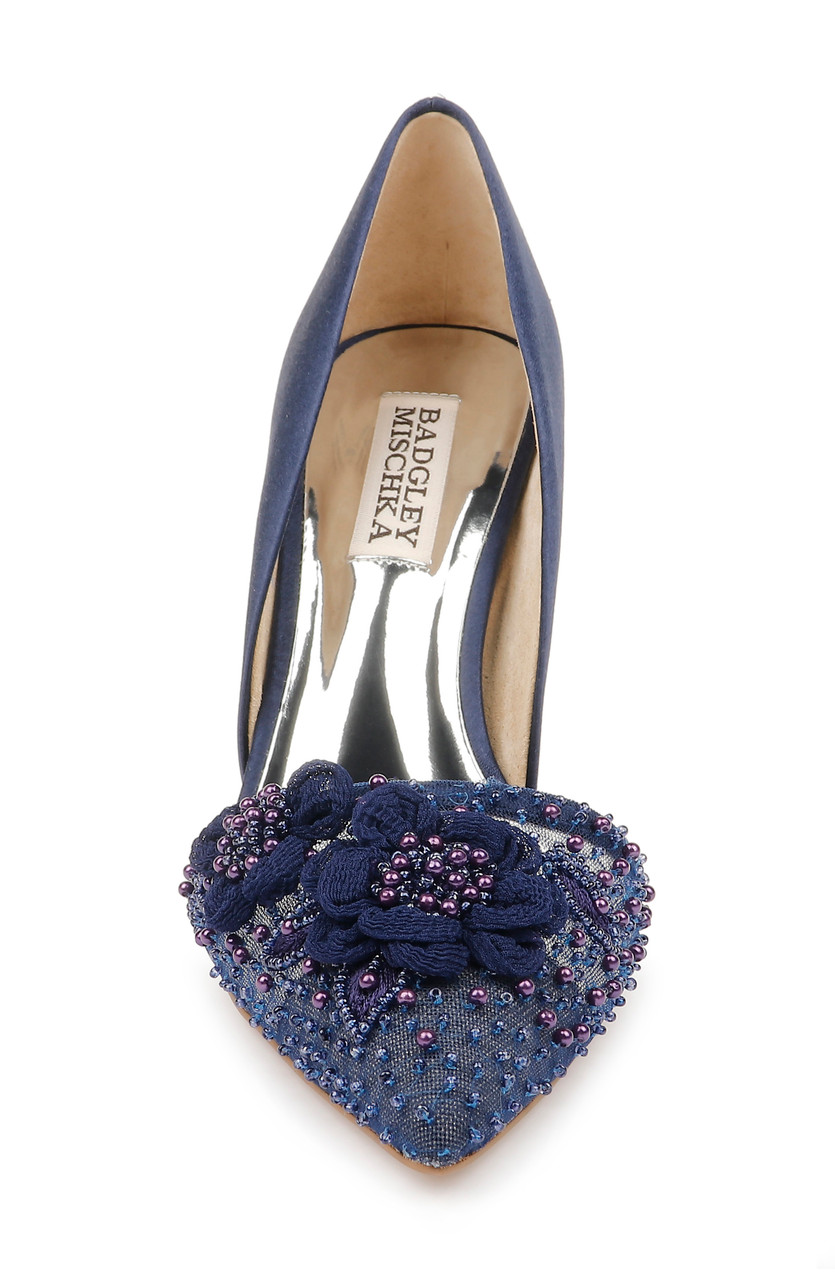 Badgley mischka ophelia beaded floral pointed toe pump