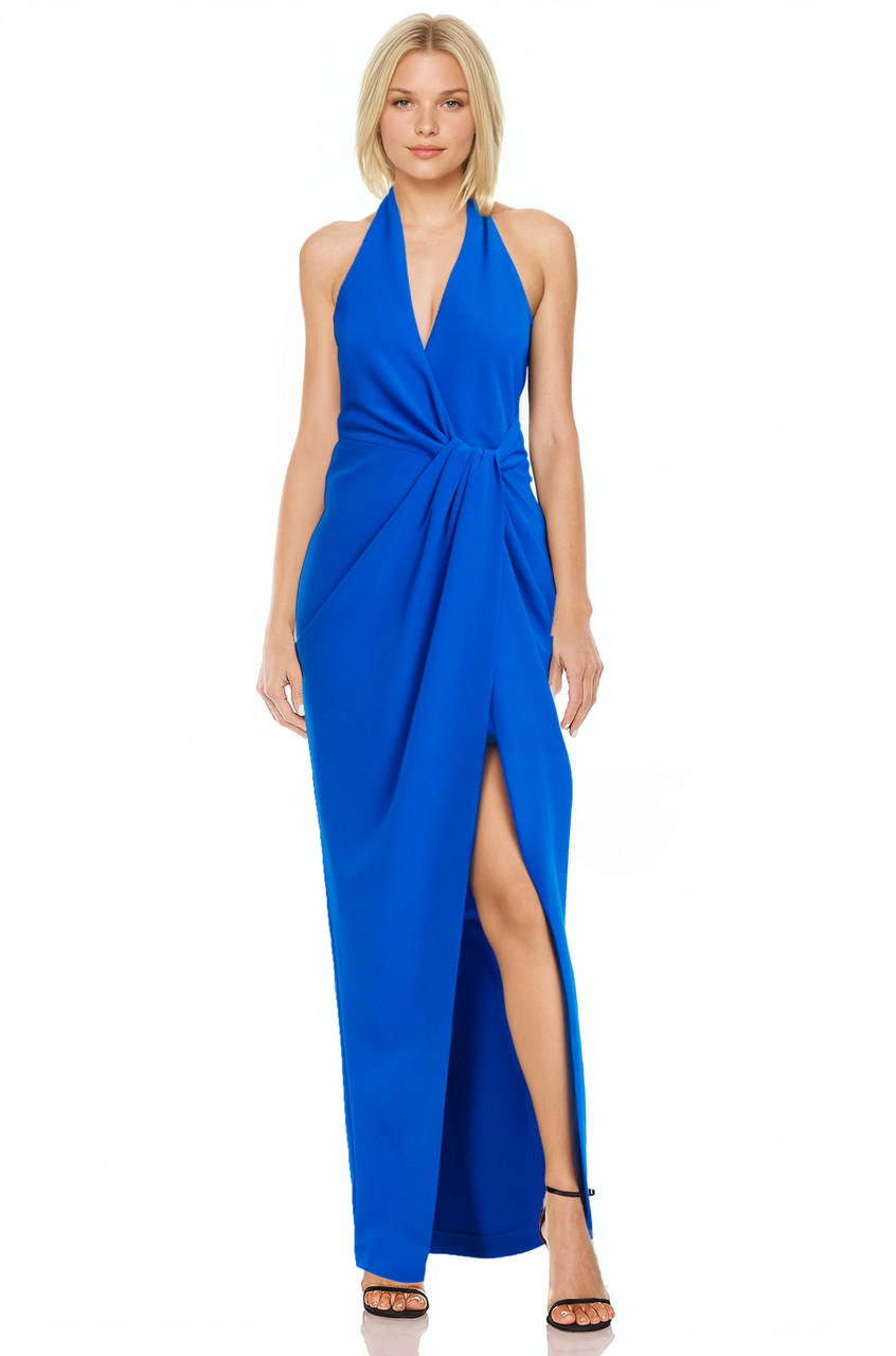 Badgley Mischka フロント ビッグリボン ロングドレス Blue Strapless Bow Front Gown by Badgley Mischka