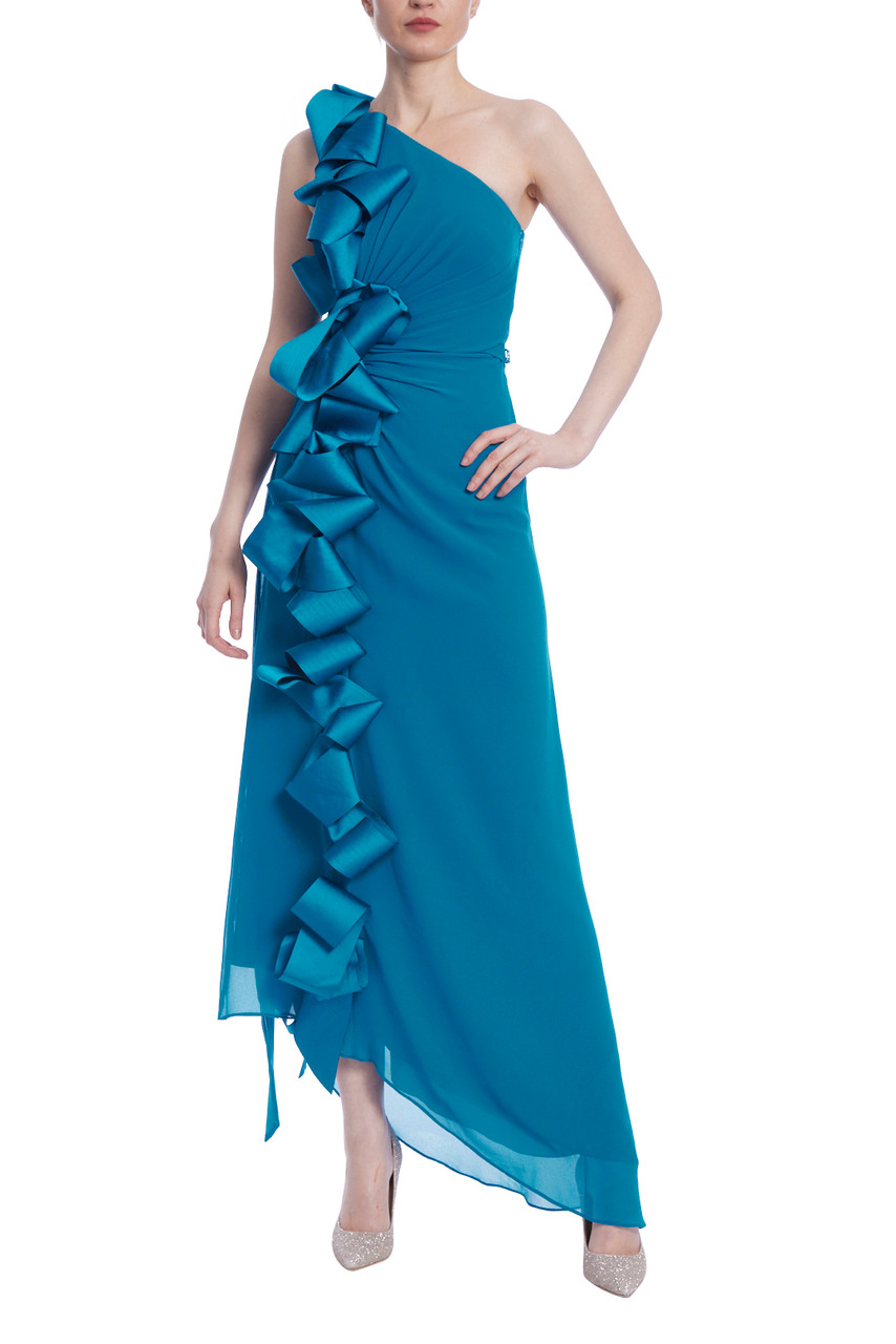 *Badgley Mischka* リボンサテンドレス Satin Bow One Shoulder Georgette Gown by Badgley Mischka