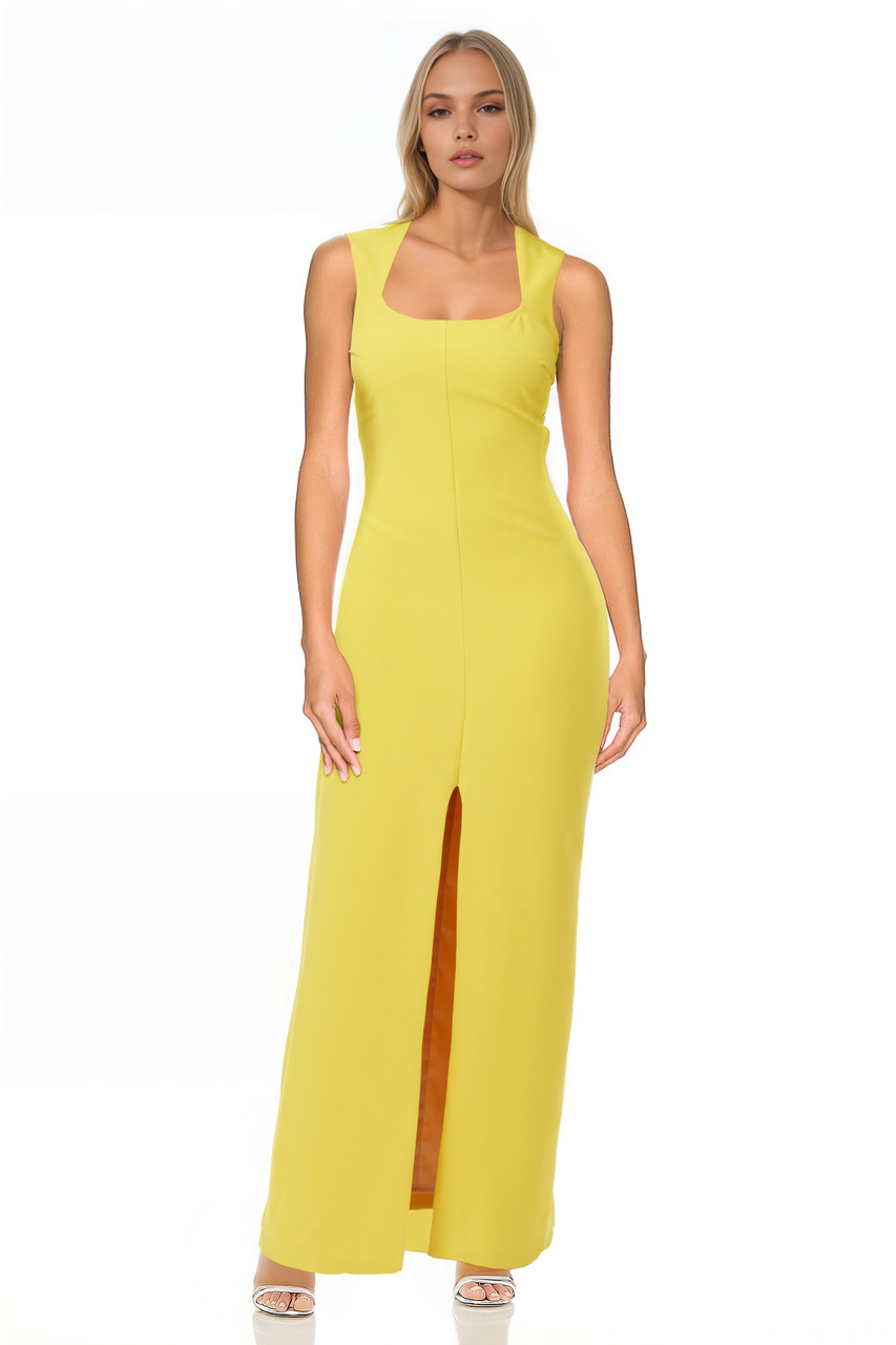 ●ONE BRILLIANT● EsmeOB439Jelly Beige Esme-OB439-Jelly Beig Emma Sleeveless Square Neck Gown by Jewel Badgley Mishcka