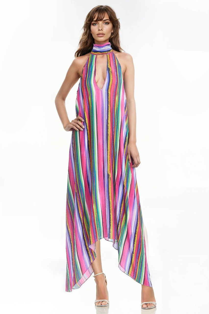 Hattie Striped Halter Dress by Jewel Badgley Mishcka