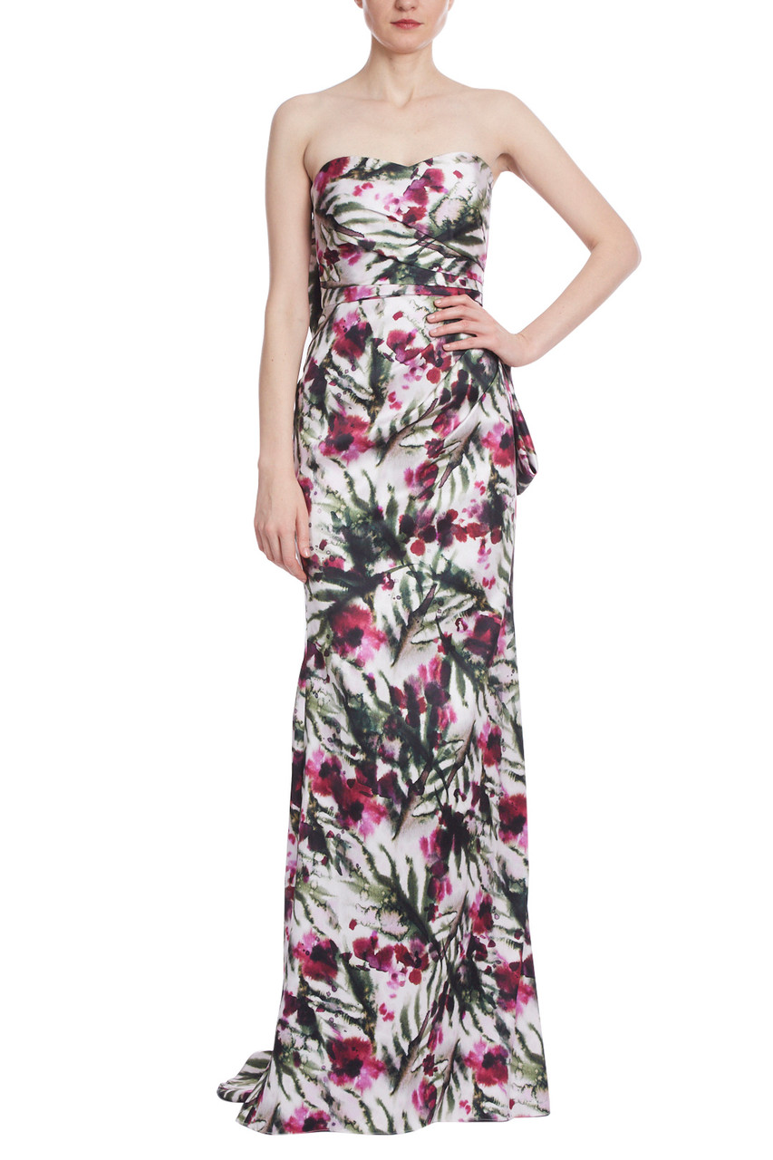 strapless floral gown