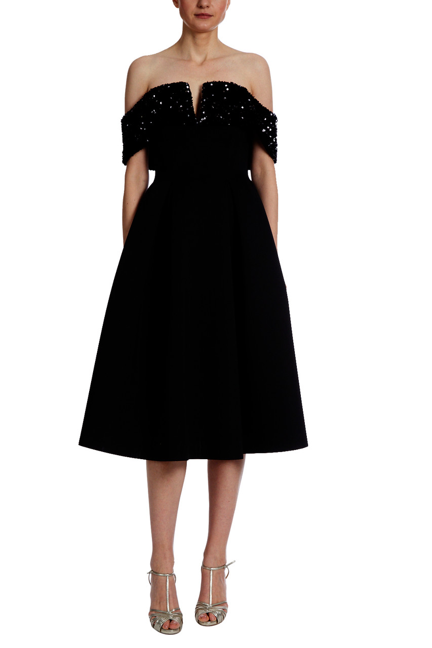 badgley mischka off the shoulder dress