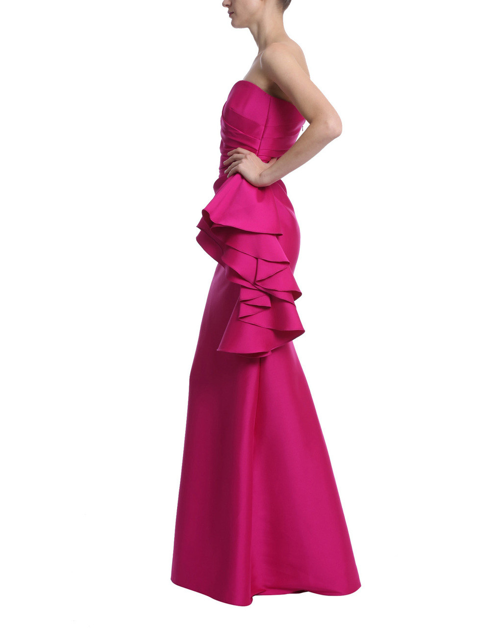 strapless ruffle gown