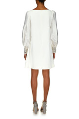 Light Ivory | Mikado Silk Beaded Cuff Cocktail Dress