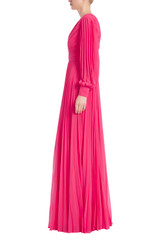 Badgley Mischka☆ビジュー深Vネック ロングドレス Pleated Georgette Gown by Badgley Mischka