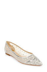 Ivory | Babette Bejeweled Mesh Flat