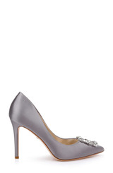 Grey Satin | Cher Pointed Toe Evening Pump