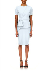 Ivory | Crewneck Day Dress w Drape Peplum