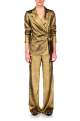 Gold | Foil Lame’ Satin Drawstring Pants