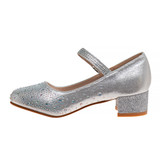 Silver | Girls' Buckled Block Heel Dress Shoes