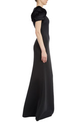 Black | Rosette Sleeve Gown