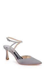 Grey Satin | Kamilah Pointed Toe Stiletto Front Side