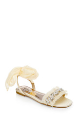 Soft Yellow | Talia Flat Sandal With Chiffon
