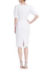 White | Floral Lace Sheath Dress