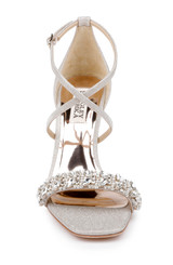 Badgley Mischka Women's NALA Heeled Sandal, Silver Textile, 9 並行輸入品 Nala Curvy Stiletto Heel