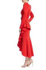 Red | Shapely Belted Flounce Skirt Dress