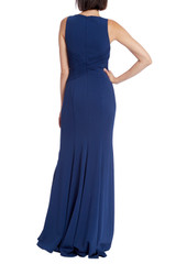 Pleated Crossover Gown with Side Slit by Badgley Mischka