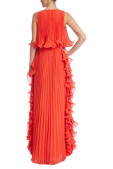 Persimmon | Sleeveless Pleated Octopus Gown