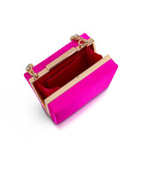 Neon Pink | Billie Mini Box Clutch with Rhinestone Wristlet