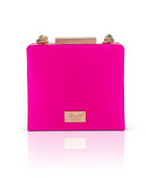 Neon Pink | Billie Mini Box Clutch with Rhinestone Wristlet