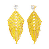 Yellow Rhinestone Chandelier Tassel Earrings