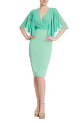 Mint | Wrap Sheath with Draped Sleeves