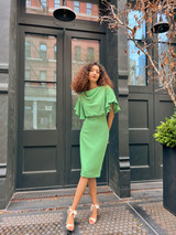 Spearmint | Blouson Sheath Dress with Drapey Sleeves