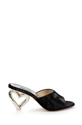 パメオポーズ　 Heart Mules　ミックス Puffy Hearts - Women's Black Patent Leather Mules with Open