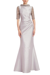 Smoke | Beaded Boat Neckline Mermaid Gown