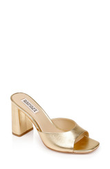 Gold | Cadence Block Heel Slide Front Side