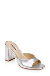 Silver | Cadence Block Heel Slide Front Side