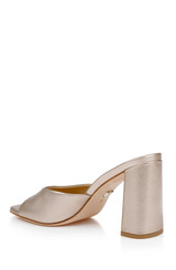 Champagne Leather | Cadence Block Heel Slide Back Side