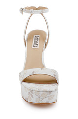 Ivory Jacquard | Caia Platform Sandal with Heart-Shaped Buckle Front