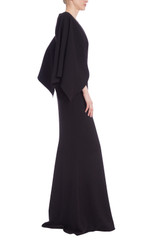 Badgley Mischka スリーブレスラッフルフレアー ロングドレス 黒 Badgley Mischka Strapless Gown Asymmetrical Bodice EG4311