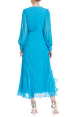 Pleated Octopus Ruffle Longsleeve Dress by Badgley Mischka