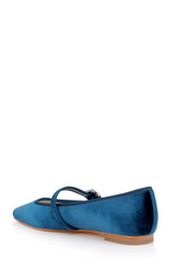 Dark Teal | Brystol Ballerina Flats with Crystal Buckle