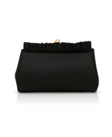 Black | Olivia Satin Ruffle Top Pouch Clutch