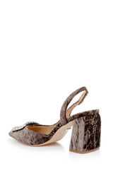 Brown Velvet | Adaline Slingback Block Heels Back Side Brown Velvet | Adaline Slingback Block Heels Back Side