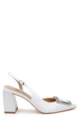 White | Adaline Slingback Block Heels Back Side