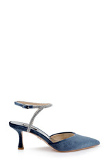 French Blue | Autumn Ankle Strap Kitten Heel Pumps