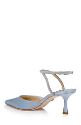 Azure Blue | Autumn Ankle Strap Kitten Heel Pumps Back Side