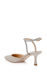 Gold Glitter | Autumn Ankle Strap Kitten Heel Pumps Back Side