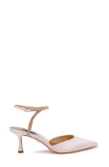 Champagne Satin | Autumn Ankle Strap Kitten Heel Pumps Side